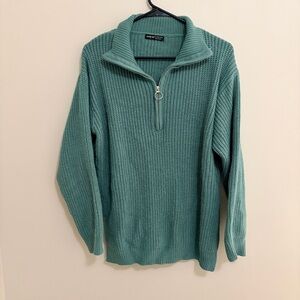 Teal Women’s Half-Zip Sweater Size Large Knit Material